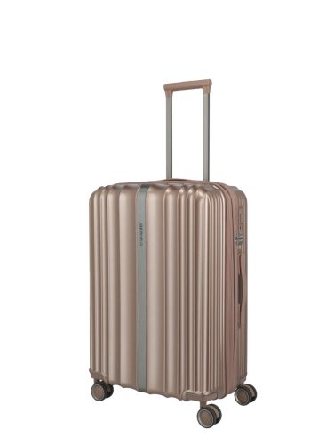 Travelite Paros M Capuccino bővíthető közepes méretű prémium bőrönd 
