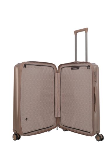 Travelite Paros M Capuccino bővíthető közepes méretű prémium bőrönd 