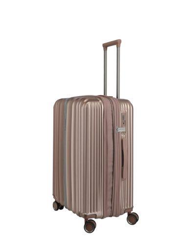 Travelite Paros M Capuccino bővíthető közepes méretű prémium bőrönd 