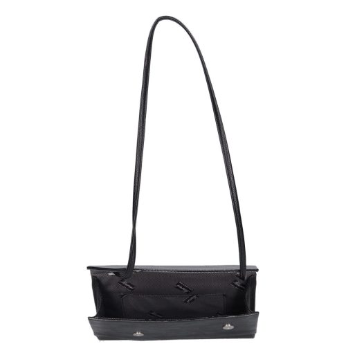 Karen 2485 fekete ezüst virág rostbőr női táska