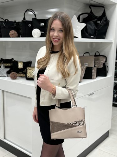 Karen D 565 bézs virág rostbőr női kézitáska