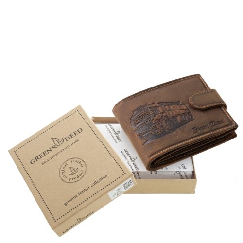 GreenDeed valódi bőr férfi pénztárca tűzoltó autó mintával TUZO1021/T barna