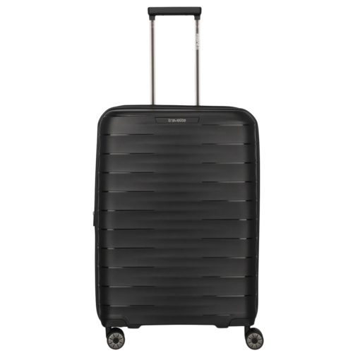 Travelite MOOBY M fekete bővíthető közepes méretű bőrönd