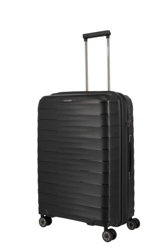 Travelite MOOBY M fekete bővíthető közepes méretű bőrönd