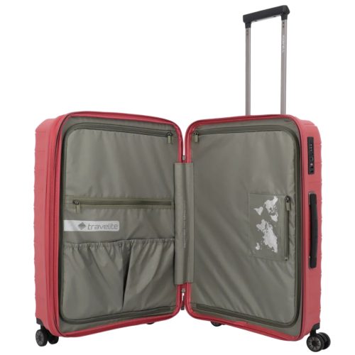 Travelite MOOBY M piros bővíthető közepes méretű bőrönd