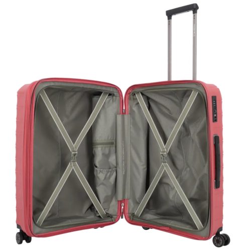 Travelite MOOBY M piros bővíthető közepes méretű bőrönd