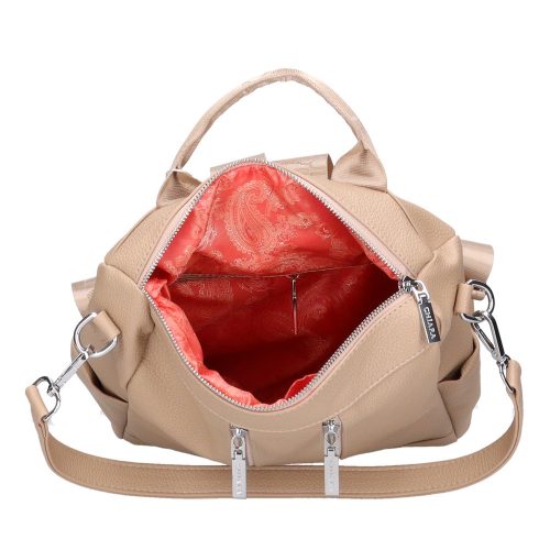 Chiara L 312 fehér rostbőr hátizsák és válltáska 