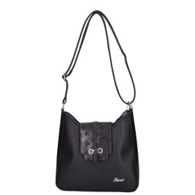Karen 9526 fekete virág rostbőr női táska