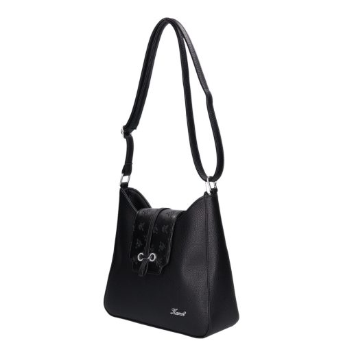 Karen 9526 fekete virág rostbőr női táska