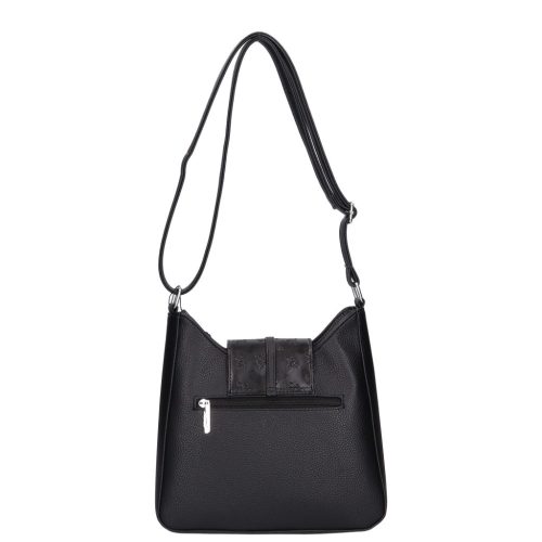 Karen 9526 fekete virág rostbőr női táska