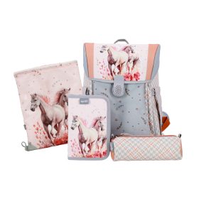 ABC123 lovas lány iskolatáska szett elsősöknek 4 részes