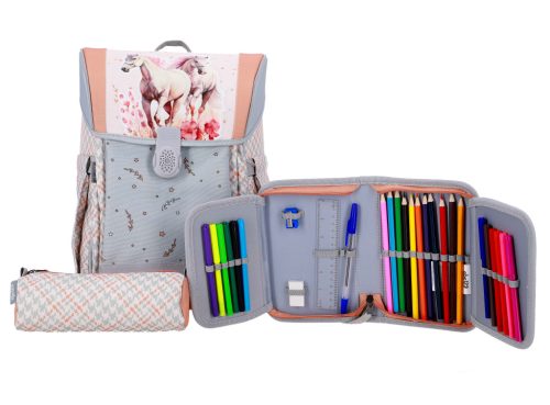 ABC123 lovas lány iskolatáska szett elsősöknek 4 részes