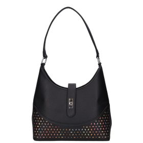 Karen rostbőr táska D 658 fekete ezüst táska