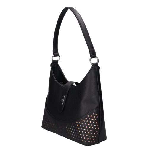 Karen rostbőr táska D 658 fekete ezüst táska