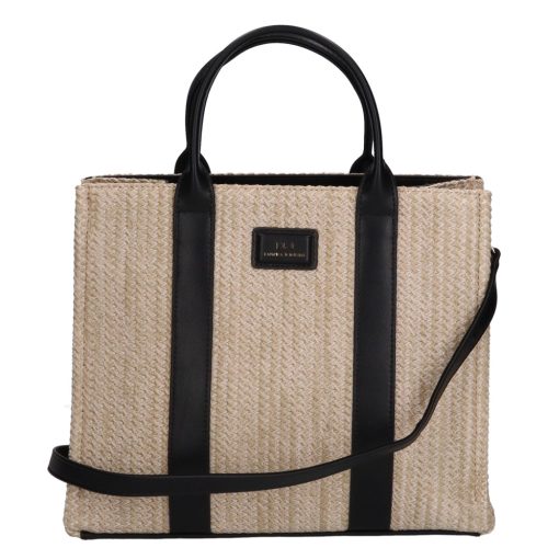 David Jones szalma kézitáska CM6960A fekete bézs
