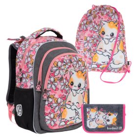 Budmil cicás iskolatáska szett 3 részes