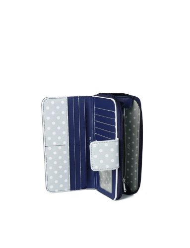 Vuch Ineke kék nagy pöttyös pénztárca patent zárral