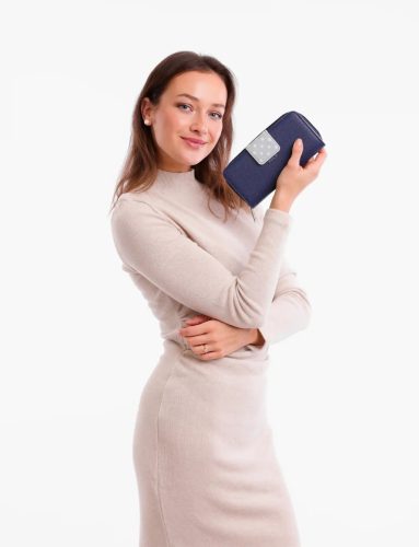 Vuch Ineke kék nagy pöttyös pénztárca patent zárral