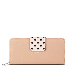Vuch Ineke bézs nagy pöttyös pénztárca patent zárral