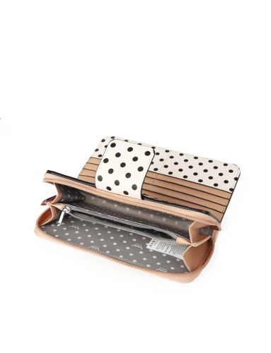 Vuch Ineke bézs nagy pöttyös pénztárca patent zárral