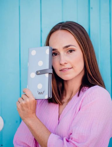 Vuch Cissy Light Blue nagy pöttyös patentos pénztárca