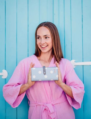 Vuch Cissy Light Blue nagy pöttyös patentos pénztárca