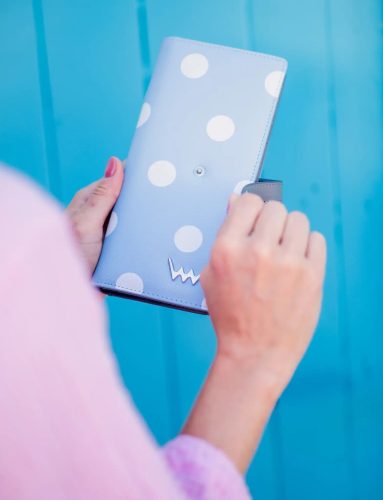 Vuch Cissy Light Blue nagy pöttyös patentos pénztárca