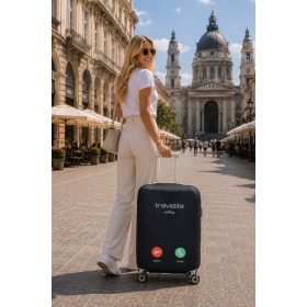   Travelite közepes méretű bőröndhuzat M fekete telefonhívás 316-05