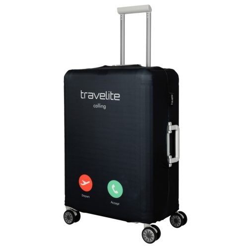 Travelite közepes méretű bőröndhuzat M fekete telefonhívás 316-05