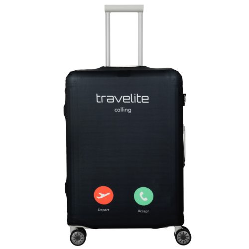 Travelite közepes méretű bőröndhuzat M fekete telefonhívás 316-05