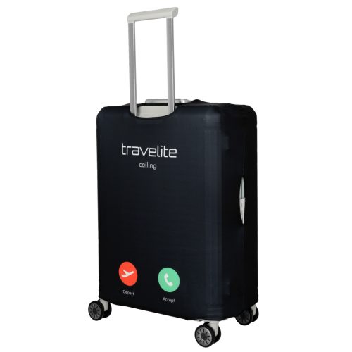 Travelite közepes méretű bőröndhuzat M fekete telefonhívás 316-05