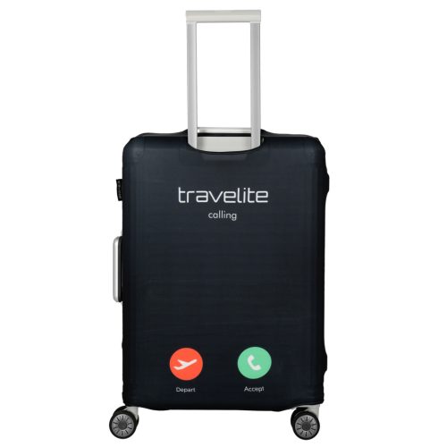 Travelite közepes méretű bőröndhuzat M fekete telefonhívás 316-05