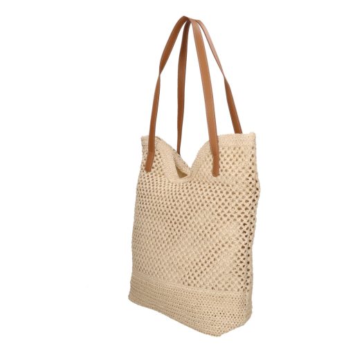 Divatos női bézs szalma táska