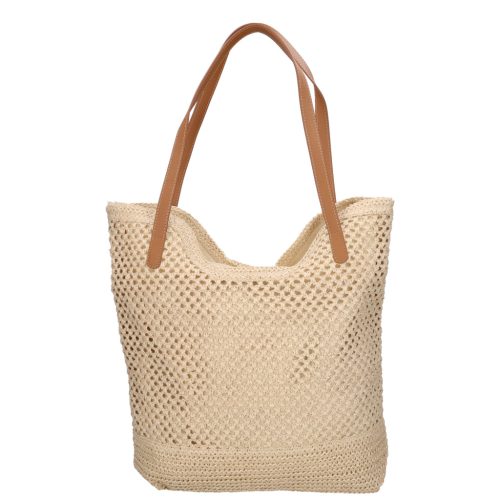 Divatos női bézs szalma táska