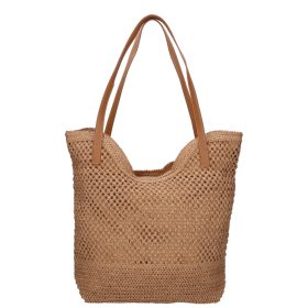 Divatos női drapp szalma táska
