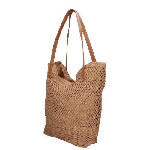 Divatos női drapp szalma táska