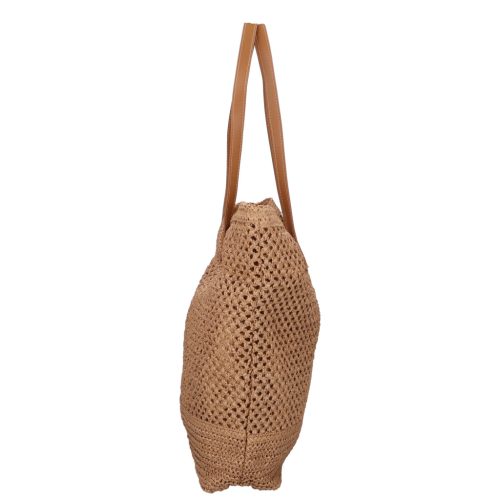 Divatos női drapp szalma táska