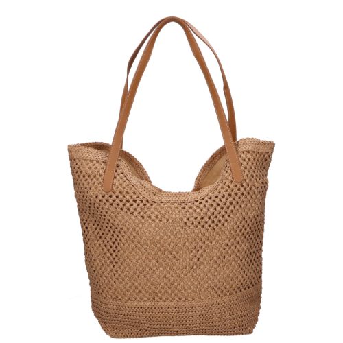 Divatos női drapp szalma táska