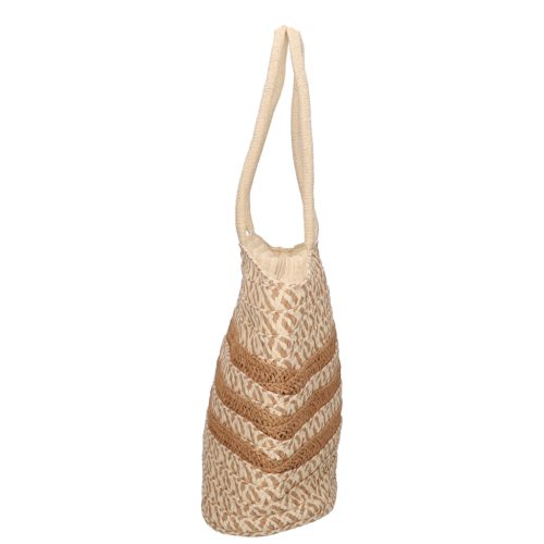 Divatos női bézs szalma táska