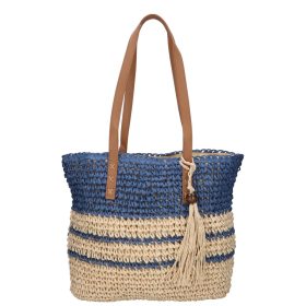 Divatos női kék szalma táska