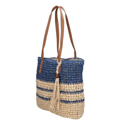 Divatos női kék szalma táska