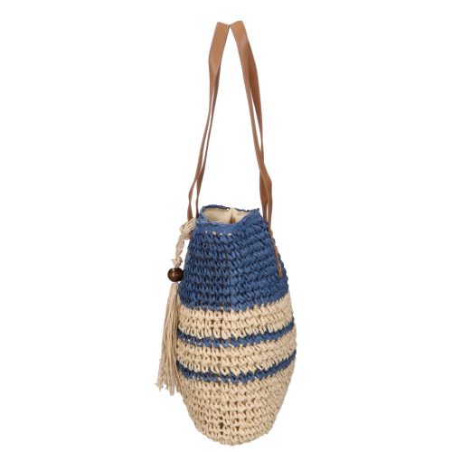 Divatos női kék szalma táska