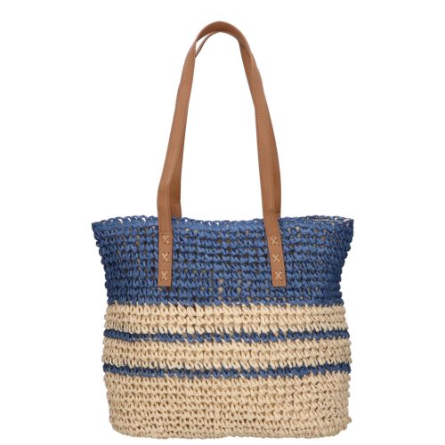 Divatos női kék szalma táska