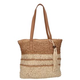 Divatos női bézs szalma táska