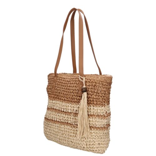 Divatos női bézs szalma táska