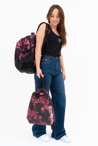 Budmil Edwin hátizsák fekete pink virágos 10110149/S89