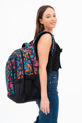 Budmil Lynsey iskolatáska fekete színes virágos 10110183/S51