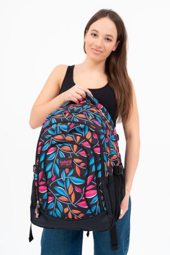 Budmil Lynsey iskolatáska fekete színes virágos 10110183/S51