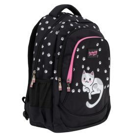 Budmil iskolatáska fekete cicás 10110188/S56