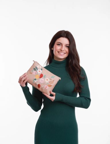 Vuch Lylann Flowers Beige mini virágos válltáska